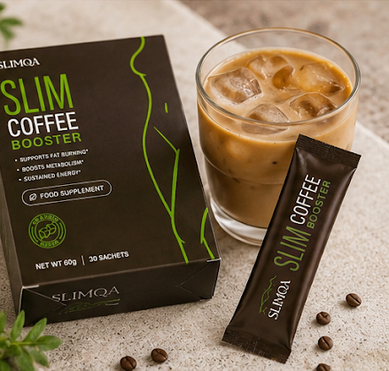 Slimqa Slim Coffee Booster box with iced coffee